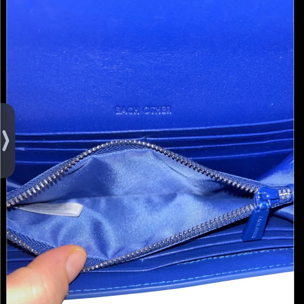 Each Other Paris blue leather long wallet retail $308